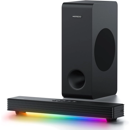 MEREDO Soundbar TV Z Subwooferem 3.1 RGB Bluetooth 5.3 Dla PC i Konsol
