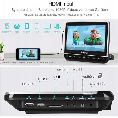 NAVISKAUTO BN1094B 11,2''system rozrywki multimedialnej odtwarzacz DVD
