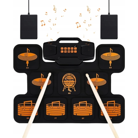 Asmuse przenośny elektroniczny zestaw perkusyjny E-Drum, 2000 mAh