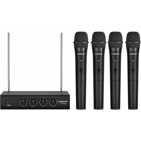 Phenyx Pro PTV-2000 Bezprzewodowy system mikrofonowy, 4-kanały, VHF