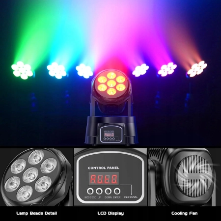 Oświetlenie Sceniczne Ruchoma głowica Światła LED 70W RGBW DMX