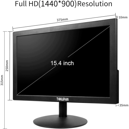 Thinlerain Monitor PC 15,4 cala 60 Hz głośniki HDMI VGA 1400 × 900 LED