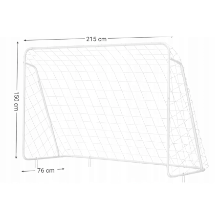 SONGMICS DUŻA Bramka METALOWA 215x150 DO PIŁKI NOŻNEJ DLA DZIECI BIAŁA