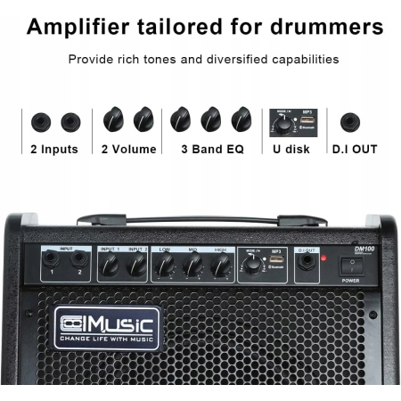 Wzmacniacz perkusyjny Coolmusic DM100 Electric Drum AMP o mocy 100 W