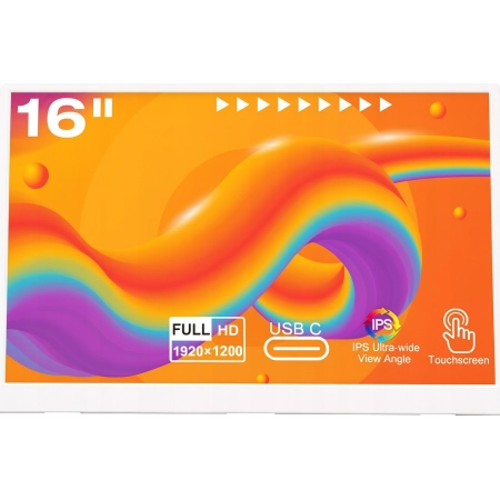 Akntzcs monitor dotykowy 16 cali Full HD 1920 x 1080P z HDMI i USB typu C