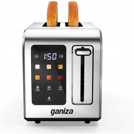 Toster Ganiza Smart na 2 kromki z ekranem dotykowym, cyfrowy timer odliczaj