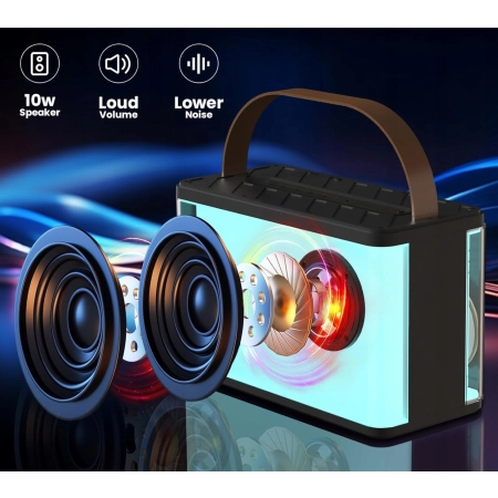 Zestaw karaoke BONAOK K20 mikrofon Bluetooth z głośnikiem i lampkami