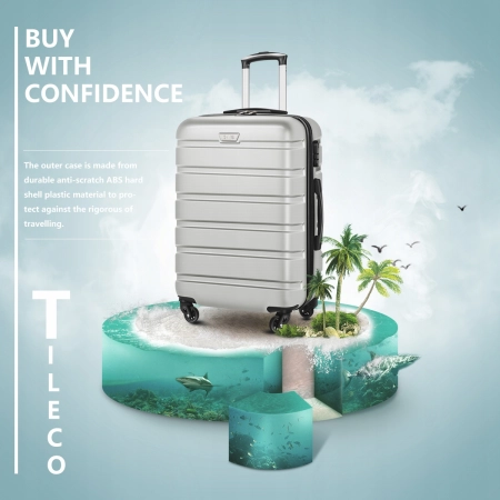 Walizka twarda COOLIFE szara 60L