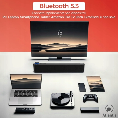 Soundbar komputerowy Atlantis 20W Bluetooth 5.3 FM USB czarny 2400 MHz