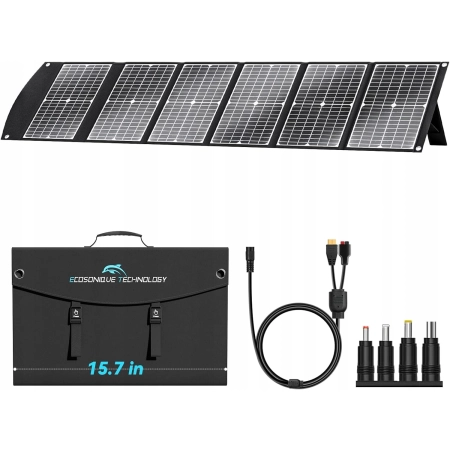 ECOSONIQUE 100W Przenośny Składany Panel Solarny z Podstawką