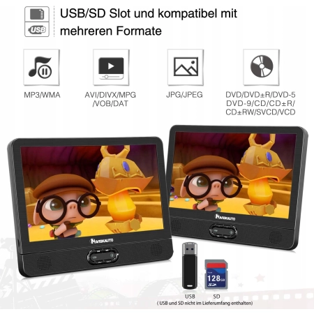 NAVISKAUTO VN1251-N1 Samochodowy odtwarzacz DVD 12 cali, LCD