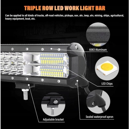 RIGIDON Listwa świetlna LED 60cm 288 W, 7D trójrzędowy 12 V