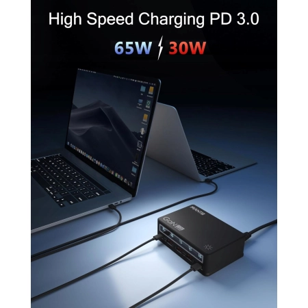 Ładowarka MANTO 110W USB C z wyświetlaczem LCD, 5-portowa 2x USB-C, 3xUSB-A