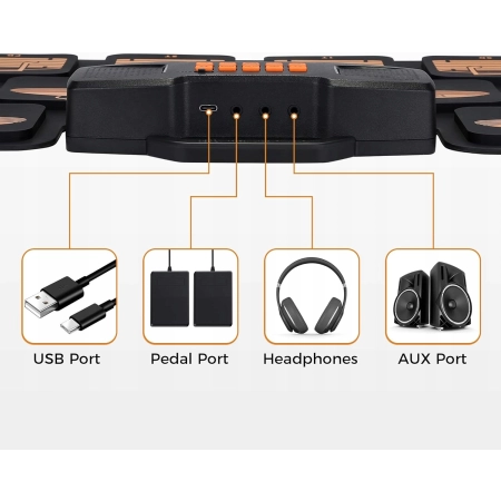 Perkusja Elektroniczna Zestaw Moduł Dźwiękowy USB Cicha Nauka 9-Elementów