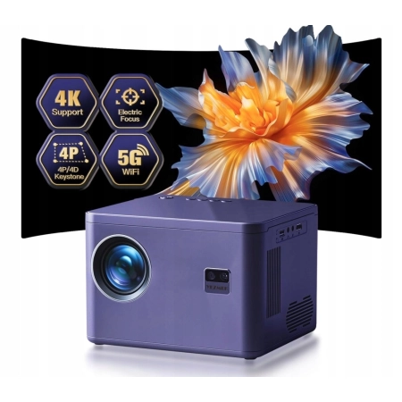 YEZMEK Projektor 4K 20000L Native 1080P 5G WiFi, dwukanałowy, Bluetooth