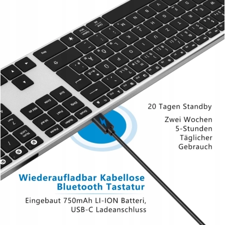 Klawiatura bezprzewodowa Jelly Comb K62B3 2.4GHz Ultra Slim QWERTZ Niemieck