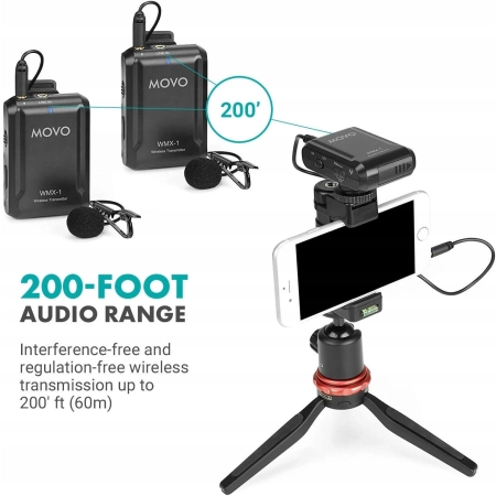 Movo WMX-1-DUO 2,4 GHz podwójny bezprzewodowy system mikrofonu krawatowego