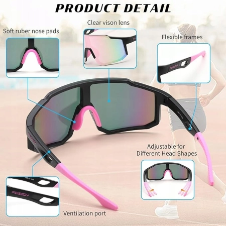 FEISEDY Okulary sportowe rowerowe lustrzane bieganie enduro UV400 B2388
