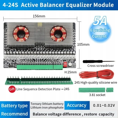 Balancer baterii SUNKKO BAL-524 4-24S 5A do ogniw Li-Ion i LiFePO4