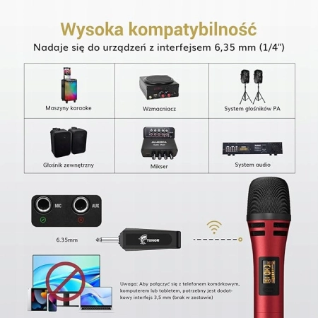Tonor TW310 mikrofon bezprzewodowy dynamiczny z odbiornikiem