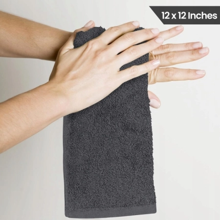 ZESTAW 24 BAWEŁNIANYCH RĘCZNIKÓW DO TWARZY RING SPUN 30X30 CM SZARE