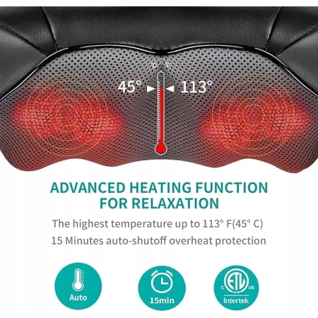 Masażer szyi ramion Nekteck z Ciepłem Shiatsu 3D, Regulowana Intensywność