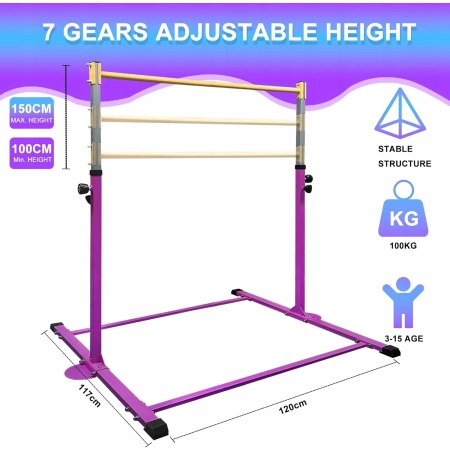 Drążek gimnastyczny dla dzieci 90-150 cm HomeSun do 100 kg