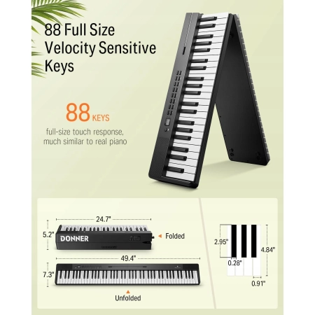 Donner DP-10 keyboard klawiatura fortepianowa, 88 klawiszy pianino V416