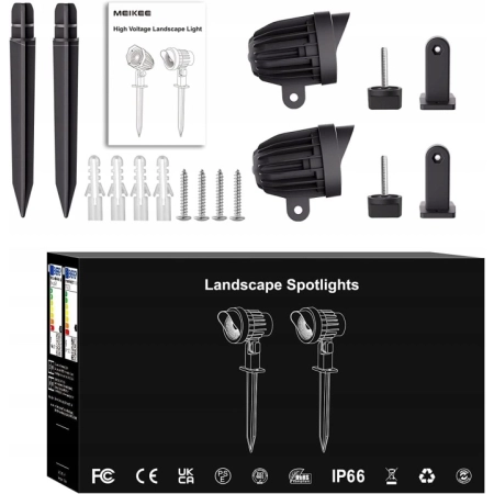 MEIKEE Zewnętrzna lampa punktowa LED 7 W lampa ogrodowa,6500K 500LM 2 szt