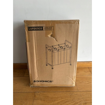 SONGMICS LSF003GS Kosz na pranie z kółkami 3 wyjmowane przegródki 132l