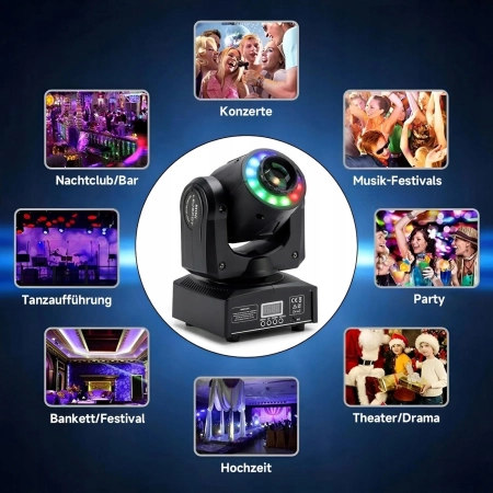 Ruchoma głowa Areyourshop LED 8 gobo DMX 512 LED Sound