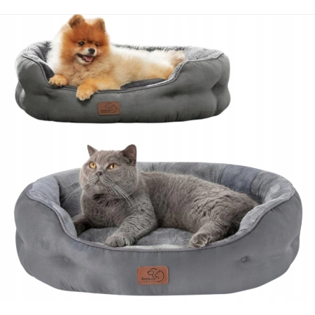 BEDSURE Legowisko dla Kota 63x53 cm | Pranie w Pralce |Antypoślizgowe Szare