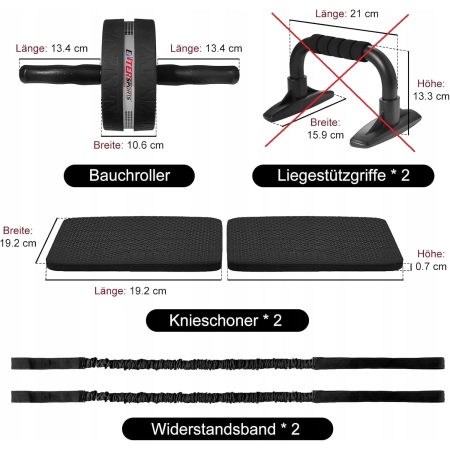EnterSports Roller brzucha 6 w 1 z taśmą fitness, matą na kolana