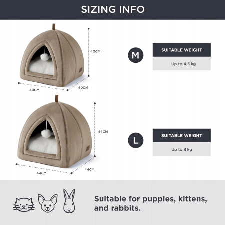 Bedsure Domek Legowisko dla Kota 2w1 40x40 cm Składana Jaskinia z Poduszką