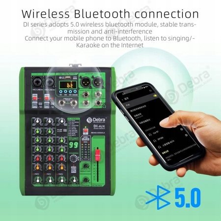 DEBRA DI-4UX 4 kanałowy mikser audio, 99 efektów DSP, wejście USB/MP3, 48 V