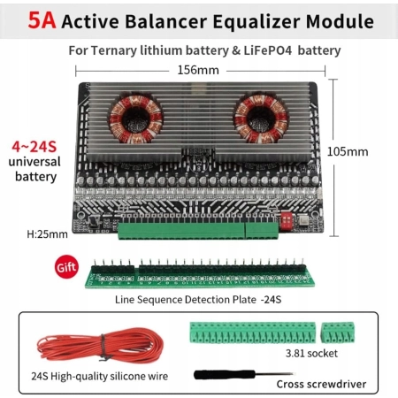 Balancer baterii SUNKKO BAL-524 4-24S 5A do ogniw Li-Ion i LiFePO4