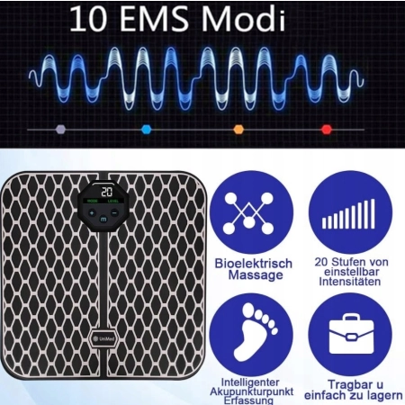 Urządzenie do masażu stóp EMS Masażer Przenośne mata z 10 Trybami na Ból
