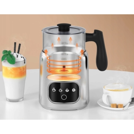 AMZCHEF Elektryczny Spieniacz Do Mleka 4w1 400ML Z Ekranem LED 500W