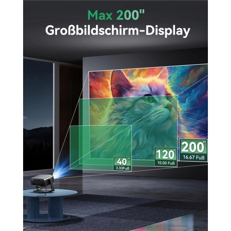 Projektor 4K AUBOR MENTECH WiFi Bluetooth 1200ANSI 200” FullHD SmartTV