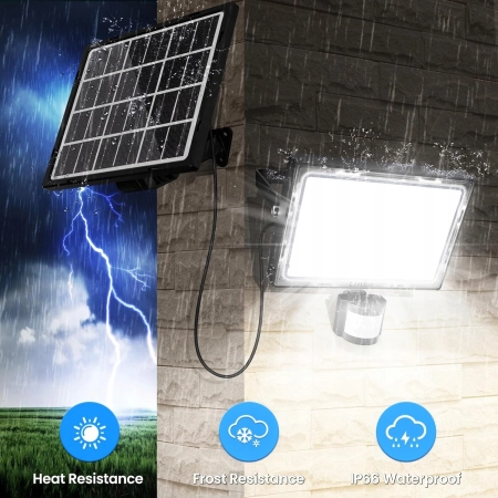 CLV Lampy Solarne Zewnętrzne Z Czujnikiem Ruchu 30W 2600LM Pilot 6 Trybów
