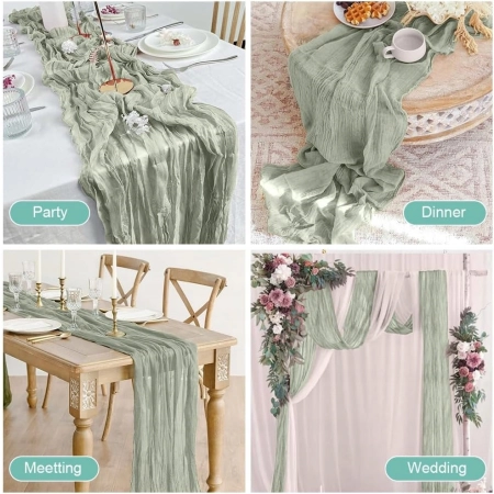 AUAUY Bieżnik na stół z gazy, 80 x 300cm styl boho na baby shower dekoracja