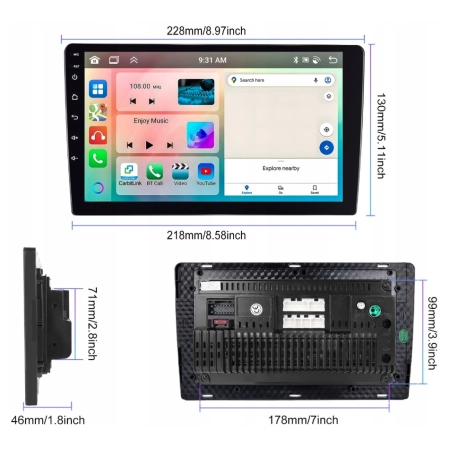 RADIO SAMOCHODOWE 2 DIN ANDROID 13, CARPLAY 4GB/64GB RDS DSP 9