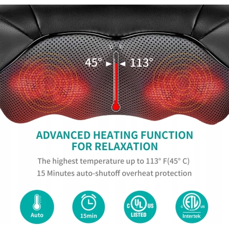 Masażer szyi ramion Nekteck LMS-801 Ciepło Shiatsu Regulowana Intensywność