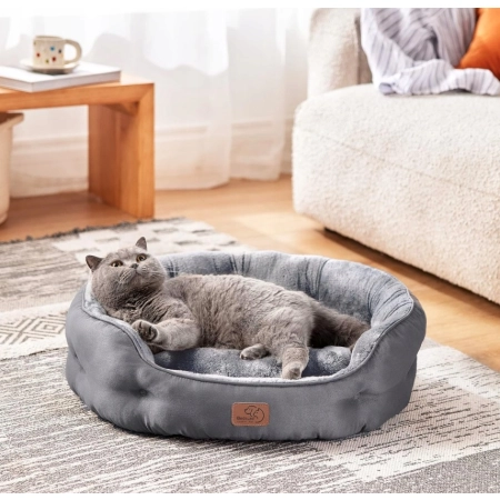BEDSURE Legowisko dla Kota 63x53 cm | Pranie w Pralce |Antypoślizgowe Szare