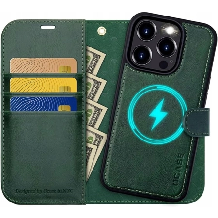 Etui magnetyczne dla iPhone 15 Pro 2in1 OCASAE kolor ZIELONY