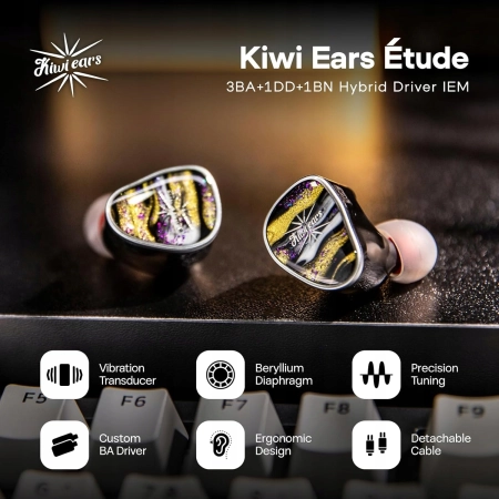 Linsoul Kiwi Ears Étude Monitor douszny, 3BA+1DD+1BN IEM HiFi