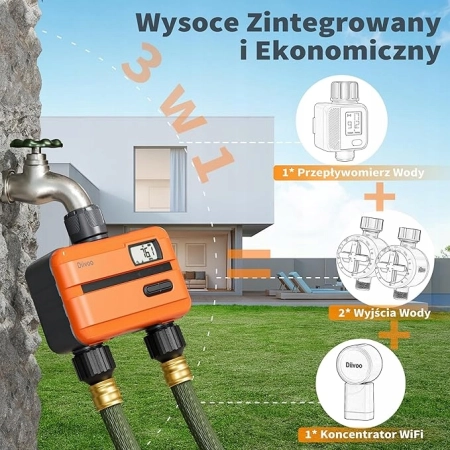Diivoo Komputer nawadniający Wi-Fi 2 wyjścia przepływomierz wody