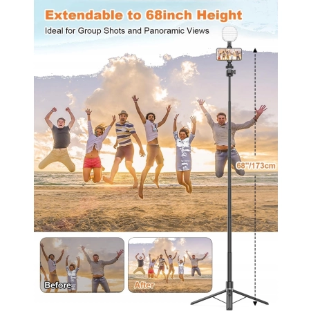 GAHENWO Statyw Selfie 155cm Tripod Do Kamery Telefonu iPhone Android