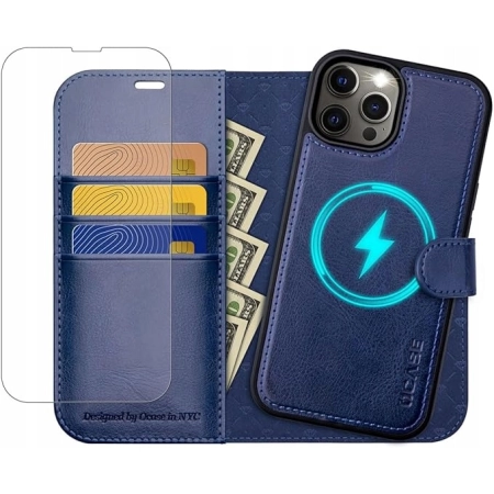 Etui magnetyczne dla iPhone 15 Pro 2in1 OCASAE kolor GRANATOWY