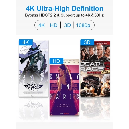 Przełącznik HDMI 4K 60Hz 3 wejścia 1 wyjście splitter HDMI 3-portowy
